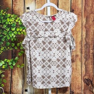 Ruffle Cap Sleeve Blouse Size L/XL